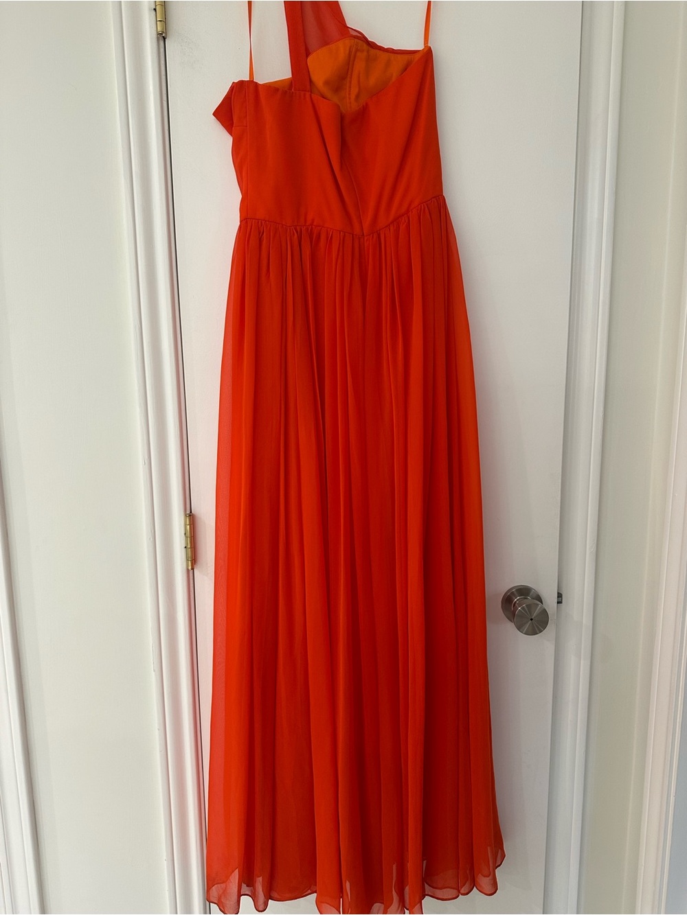 Imade Dress One-Shoulder Orange Dress with High Leg Slit - Picture 3 of 3